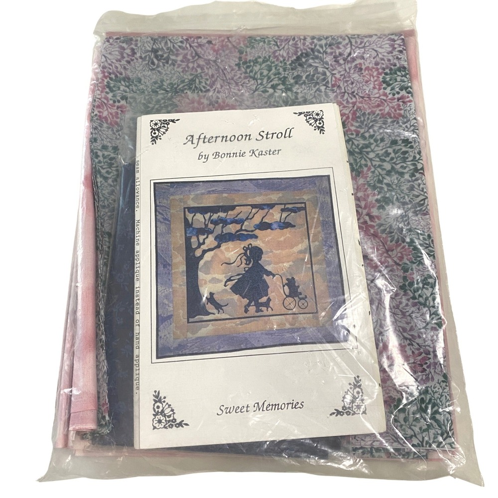 Vtg 90s Bonnie Kaster Afternoon Stroll Sweet Memories Applique Quilt Pattern Kit